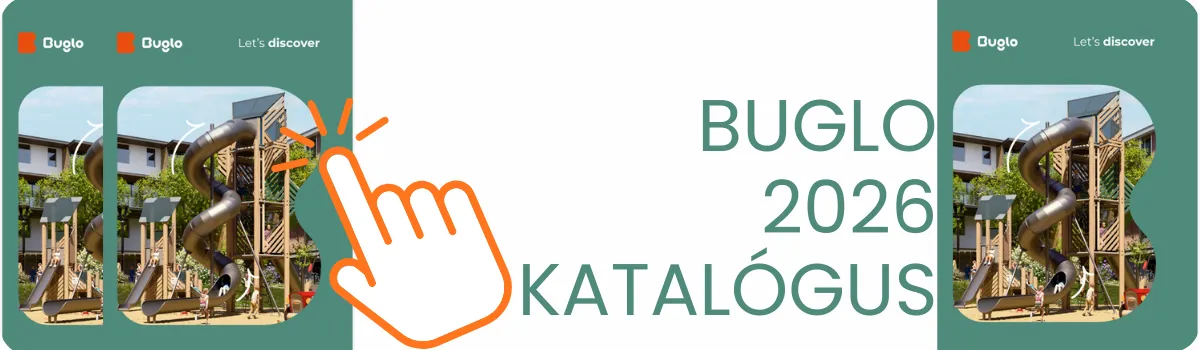Buglo játszótéri eszközök, kültéri fitnesz és utcabútor, kutyafuttató eszköz katalógus 2026